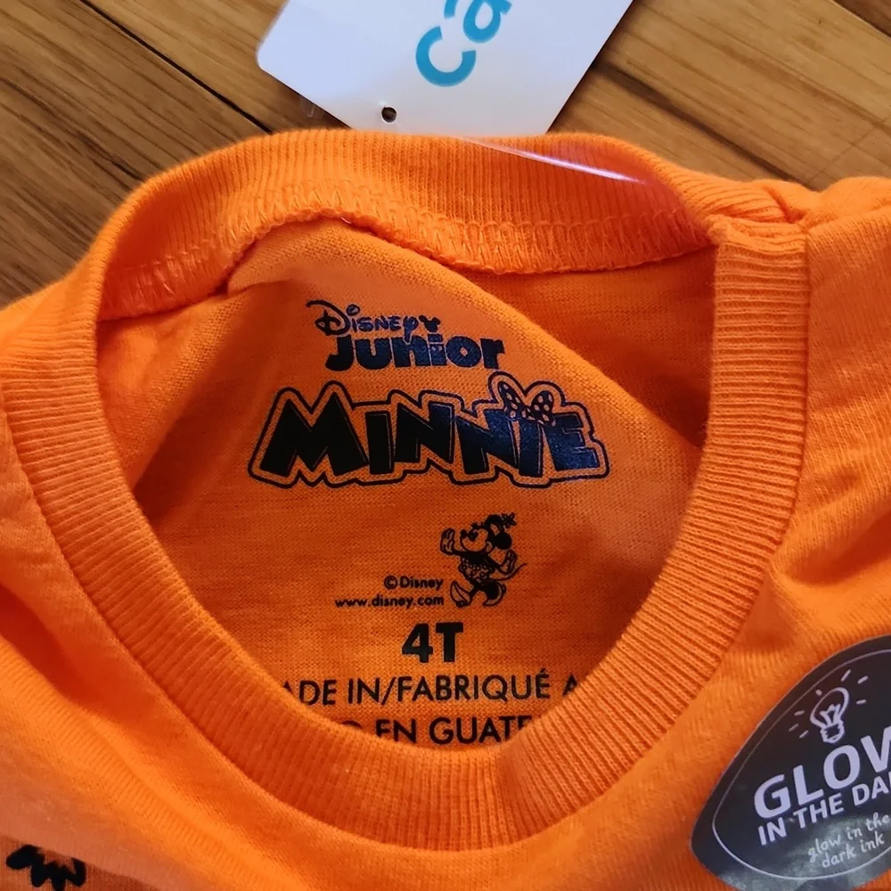 Carter's Minnie Disney Glow In The Dark Tee Shirt NWT Size 4T Cute